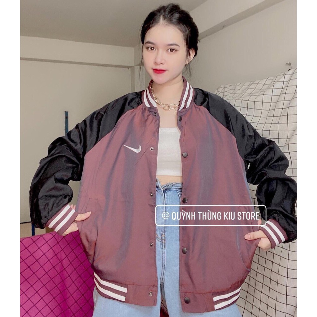 Áo khoác gió bomber nữ 💖FREESHIP💖 Áo bomber nữ n.ike phối màu dáng cực xinh AD50 | BigBuy360 - bigbuy360.vn