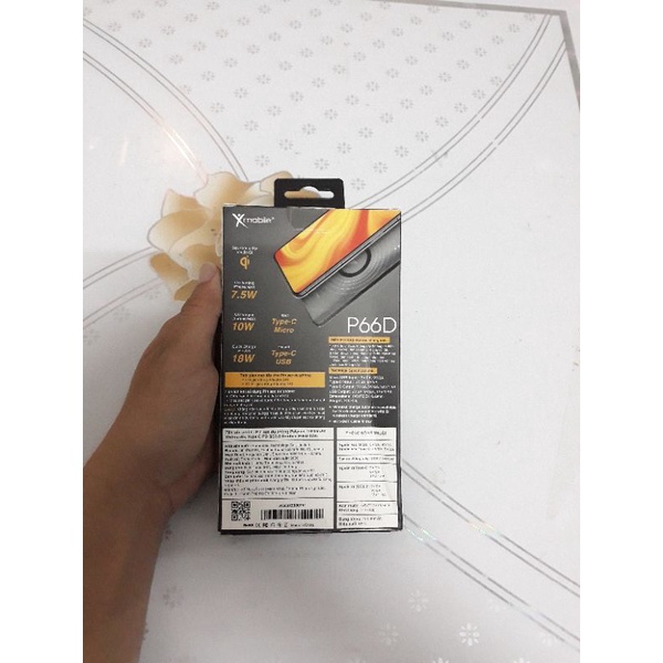 Sạc dự phòng không dây  10.000 mAh Type C PD QC3.0 Xmobile P66D
