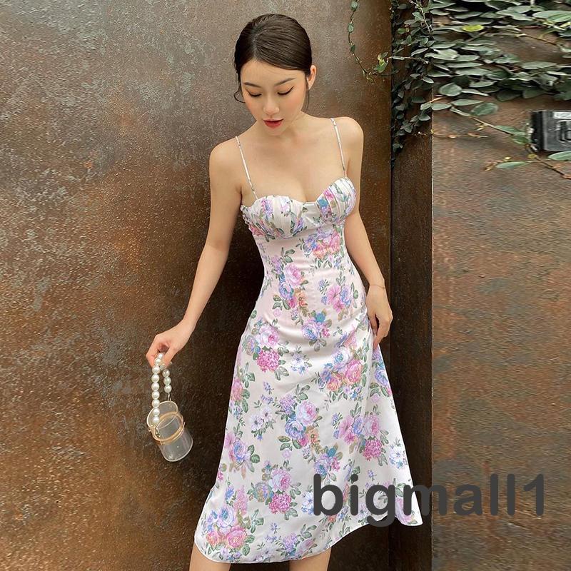 Đầm Midi Hai Dây Họa Tiết Hoa Thời Trang Mùa Hè Cho Nữ