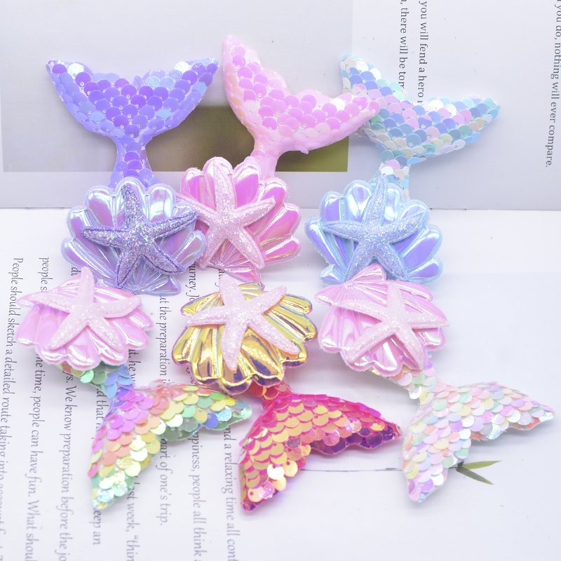 Set 4 Phụ Kiện Trang Trí Tóc Hình Vỏ Sò/Sao Biển/ Đuôi Cá 7.5CM