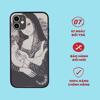 Ốp tranh vẽ Monalisa bế mèo cho IPHONE và SAMSUNG  MANGA00553