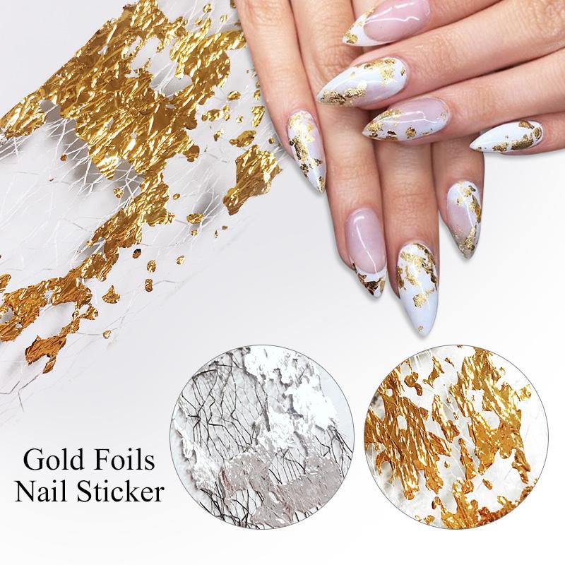 [Hàng mới về] Miếng dán trang trí móng tay 3D diy màu vàng/ bạc sang trọng