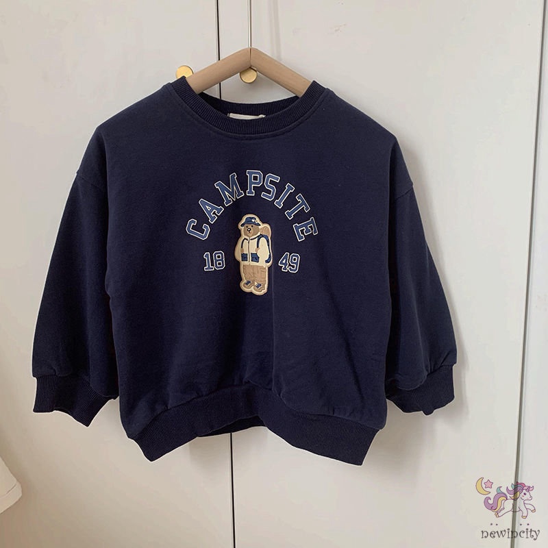 Áo Nỉ Dài Tay In Hình Gấu Hoạt Hình Thời Trang Mùa Thu Hàn Quốc Dành Cho Trẻ Nhỏ