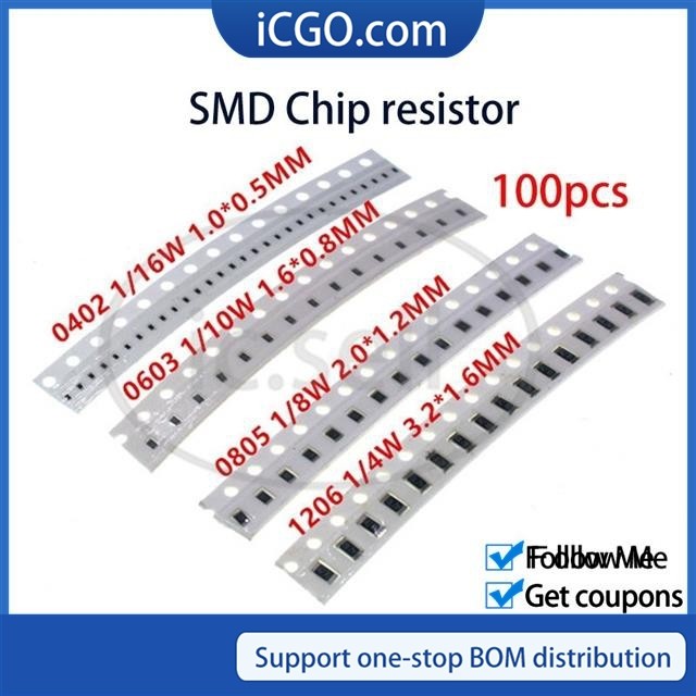 Set 100 Chip Điện Trở 0402 0603 0805 1206 Smd 80.6k 82k 82.5k 84.5k 86.6k 88.7k 90.9k 100k 102k 105k 107k 110k Ohm 1%