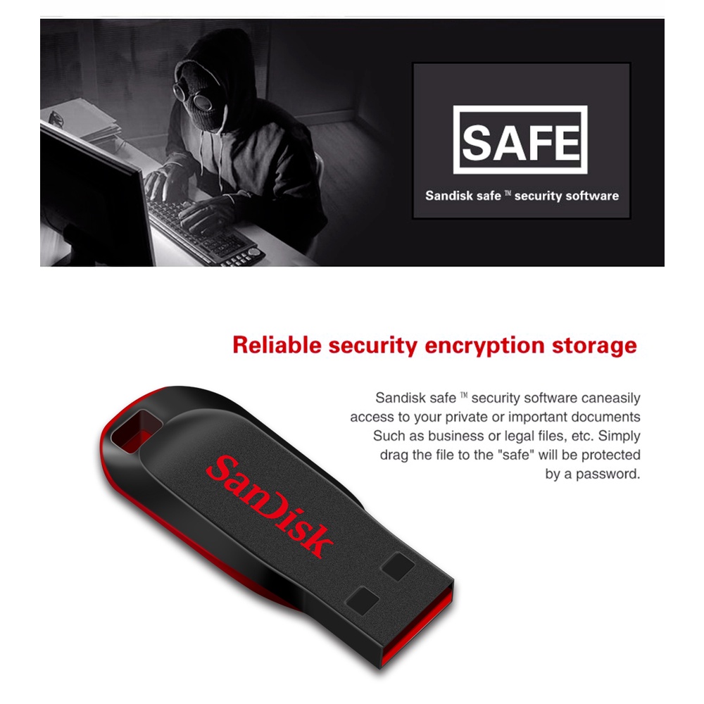 Usb 2.0 SanDisk Cruzer Blade CZ50 256GB 128GB 64GB 32GB 16GB 8GB 4GB