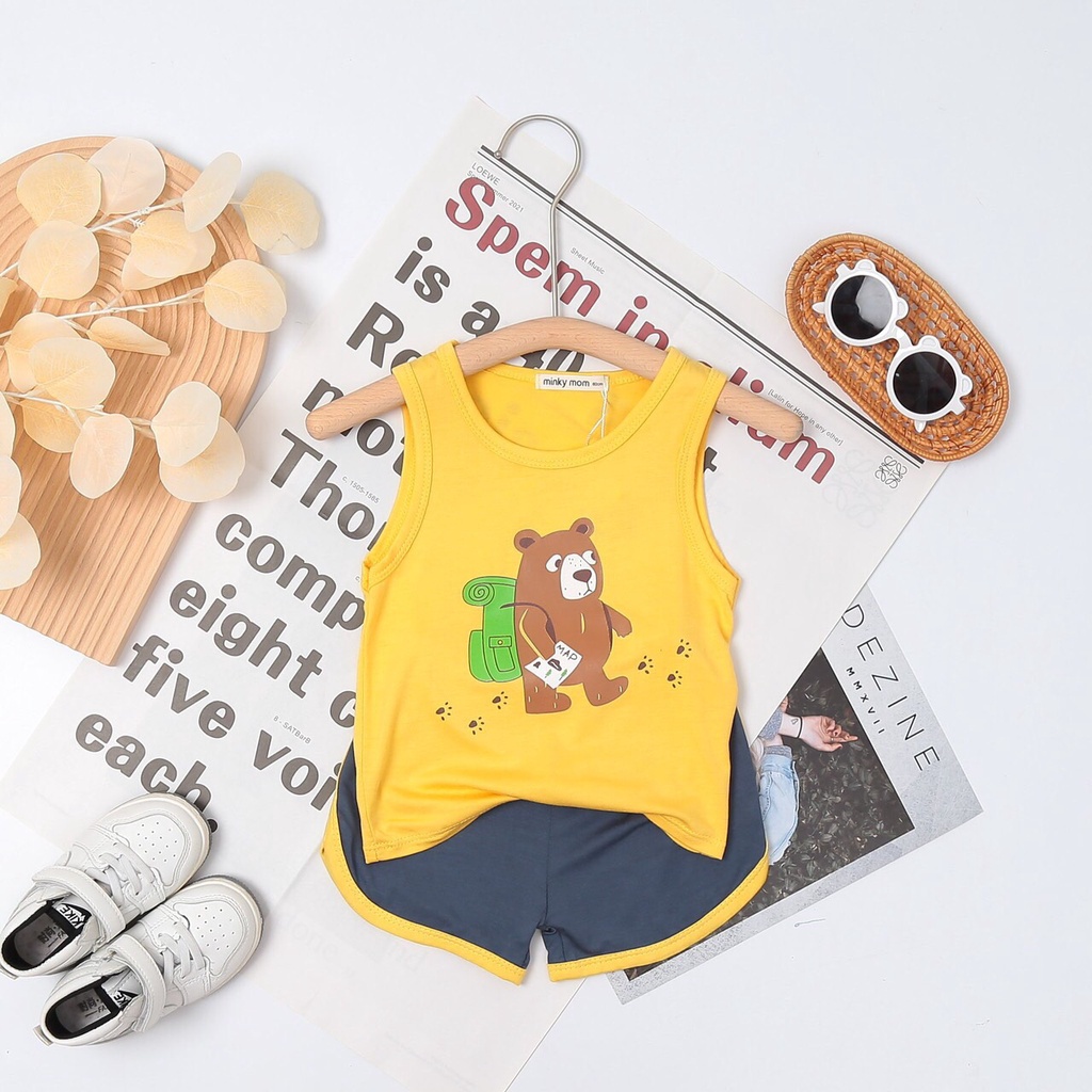 Bộ Ba Lỗ Sát Nách Mùa Hè Cho Bé Trai 1-3 tuổi, Họa Tiết  Xe Ô tô, Động Vật, Chất Thun lạnh mịn mát T009_Umeekids