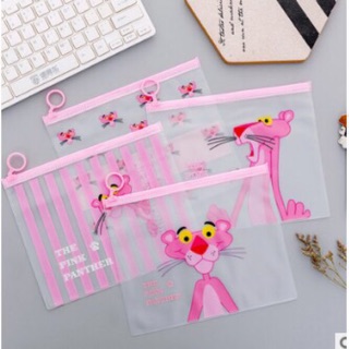 Túi zip báo hồng a5