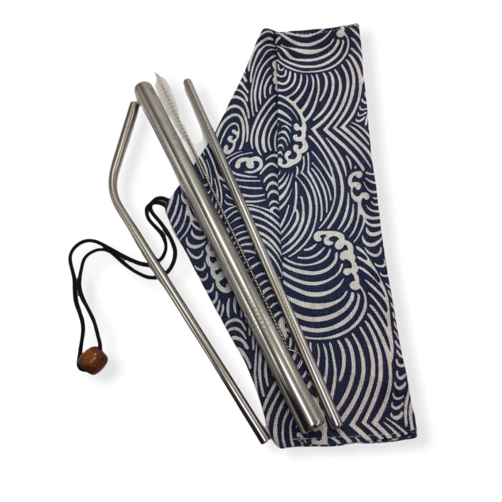 Bộ ống hút Inox sinh tố, trà sữa, cà phê, có túi vải đi kèm vô cùng sang trọng, lịch thiệp