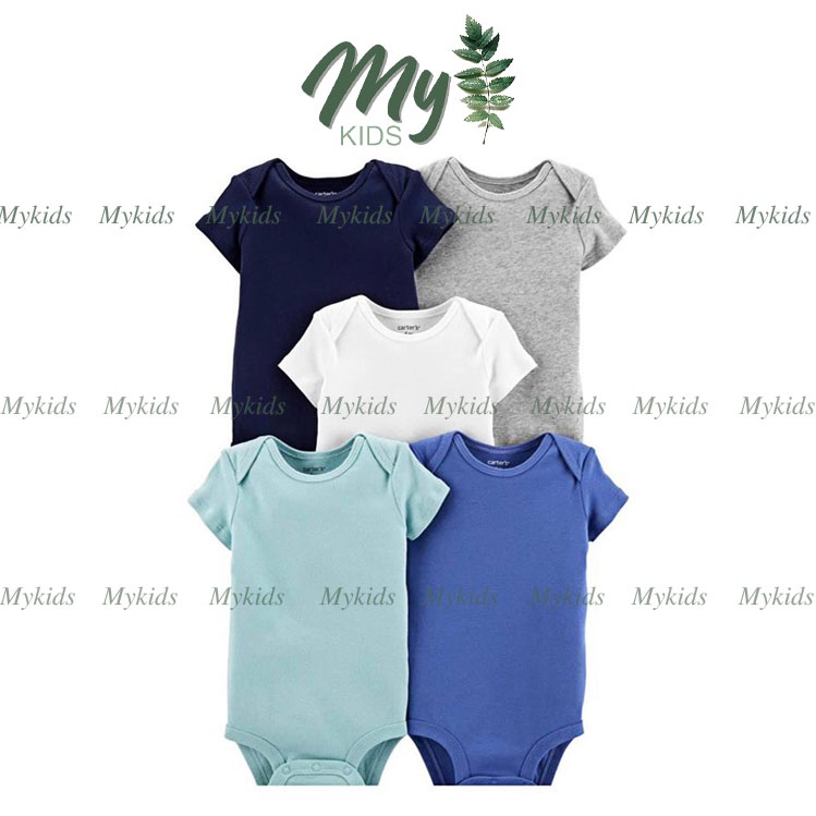 Set 5 bộ bodysuit xuất dư cho bé, bộ liền quần cotton trẻ em