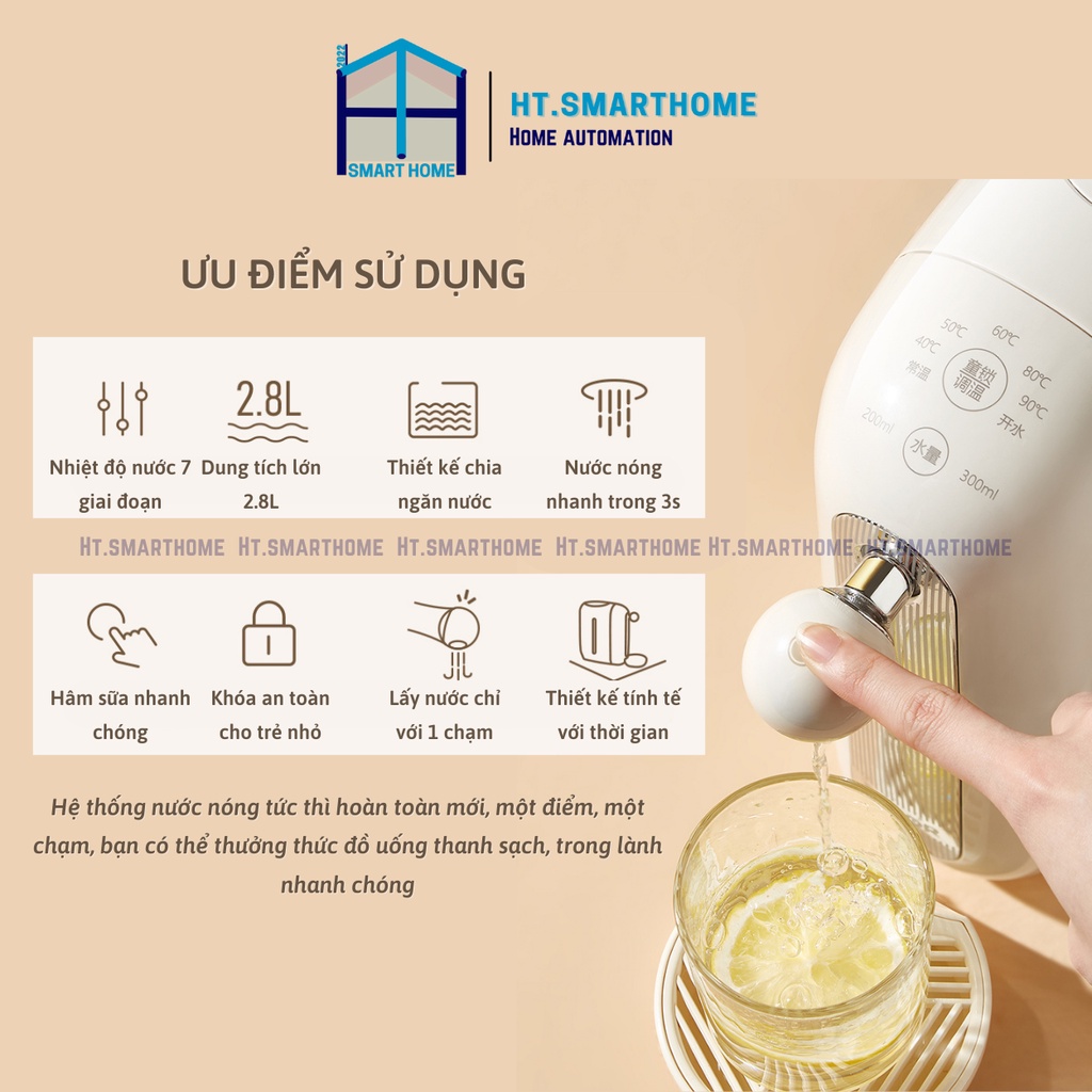 Máy nước nóng SUPOR 2,8L 2000W - Bảo hành 6 tháng - Màng lọc NanoSilver - Cảm biến tự động - An toàn khi sử dụng