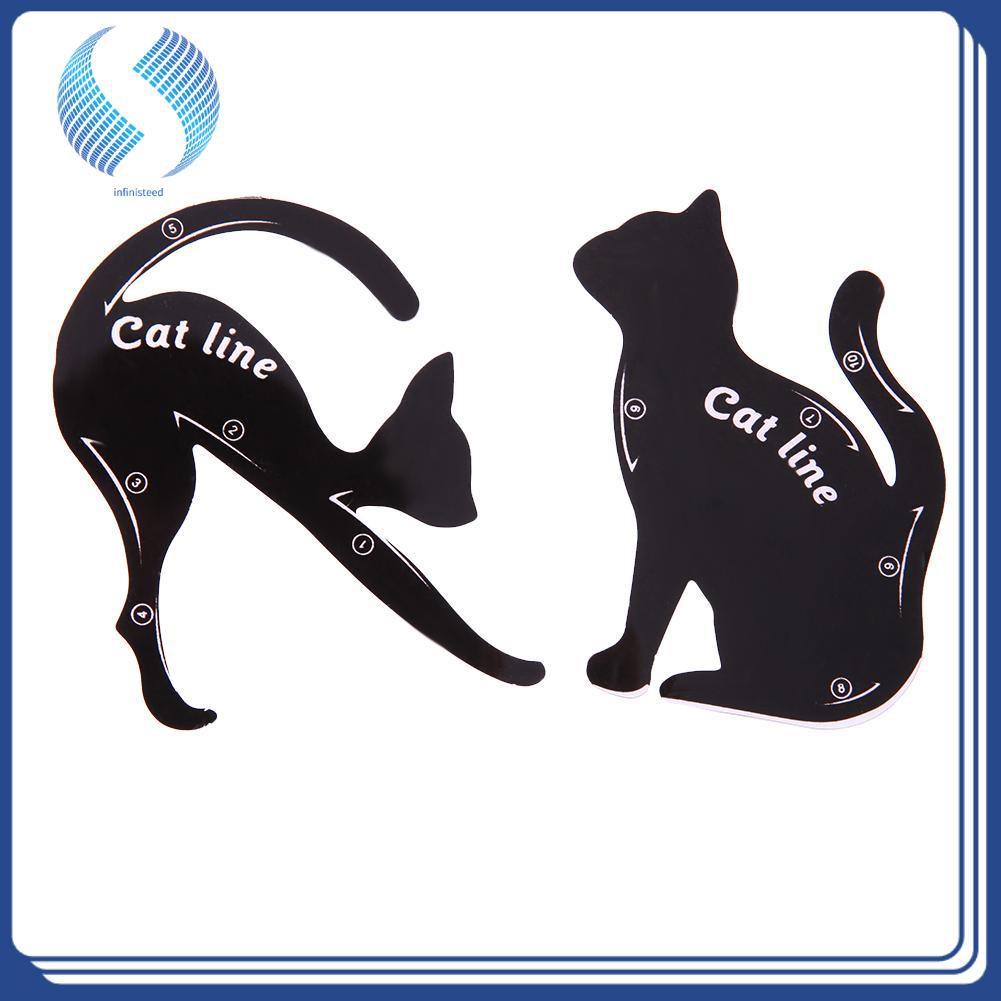 Pro 2pcs/Set Cat Eyeliner Stencil Makeup Eyebrow Models Stamp Template Card