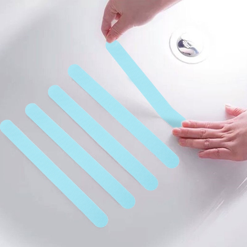 Bộ 12 Miếng Dán Tường Nhà Tắm/Phòng Bếp/Phòng Tắm Chống Trượt Không Để Lại Dấu Vết Bằng Chất Liệu PEVA Kích Thước 2*20cm Không Để Lại Dấu