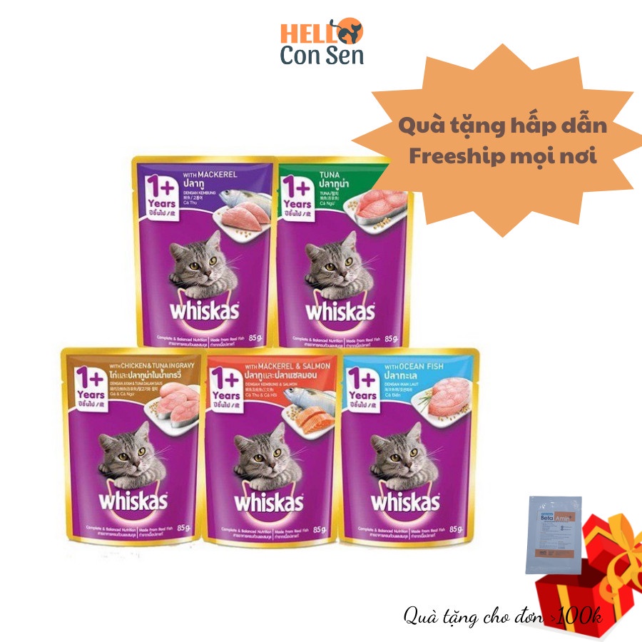 Pate Whiskas 80g cho mèo con và mèo lớn - Hỗ trợ cho các bé biếng ăn