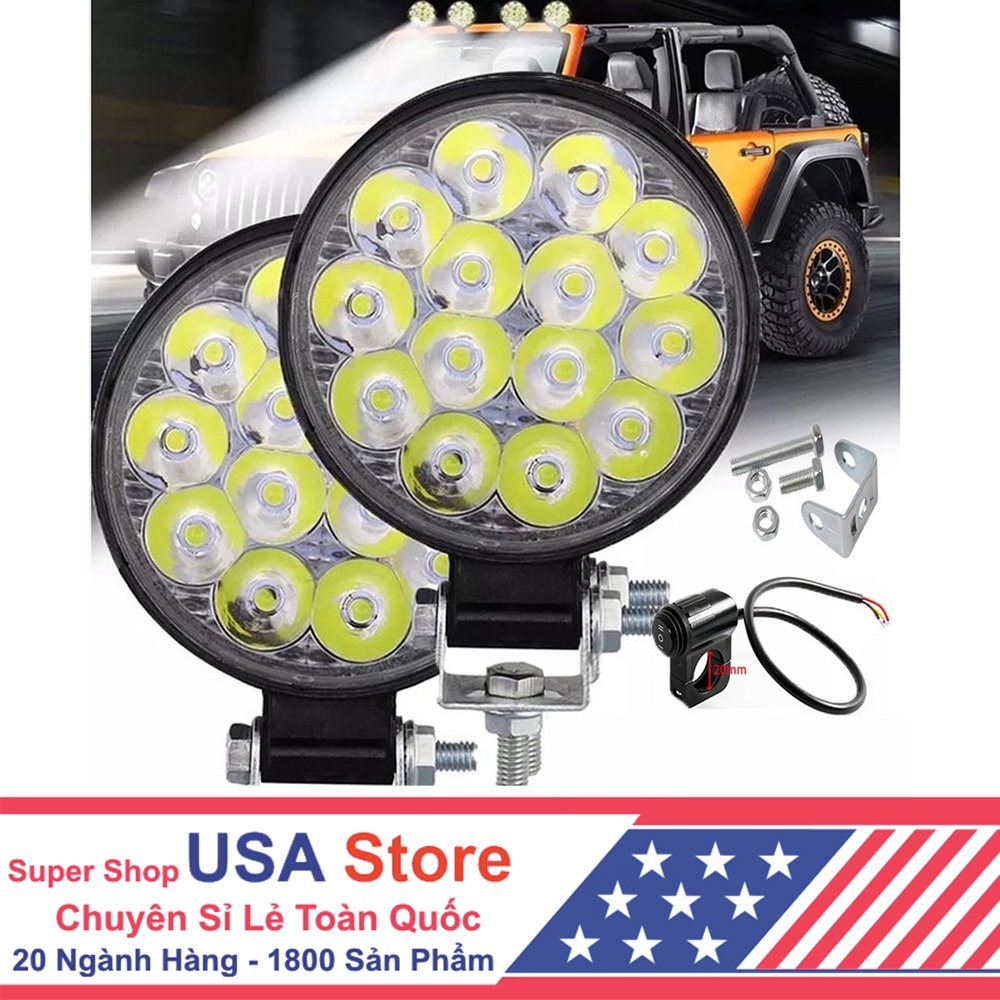 Đèn Pha Chip Led Cực Sáng 42W 14 Bóng 12/24V Cho Xe Hơi/Xe Tải