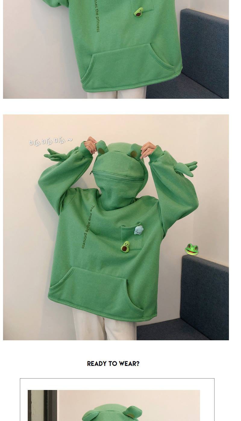 Áo hoodie thiết kế hình ếch cỡ lớn lót nhung dày dặn thời trang phong cách Harajuku cho nữ 2020