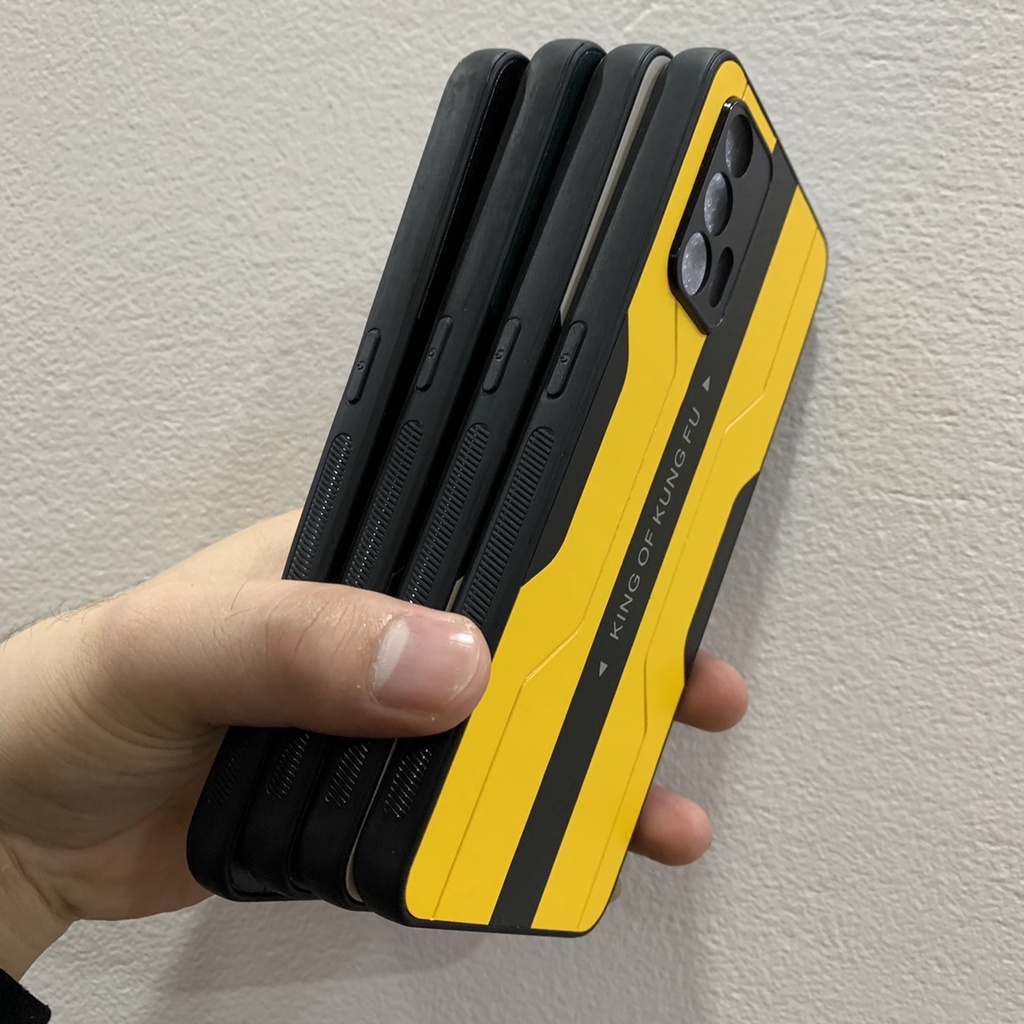 Ốp KING OF KUNG FU Realme GT / Q3 Pro / GT Neo / Realme V15 /  Q3 / Q3i / V13, Lưng da tpu phối sợi carbon cực đẹp