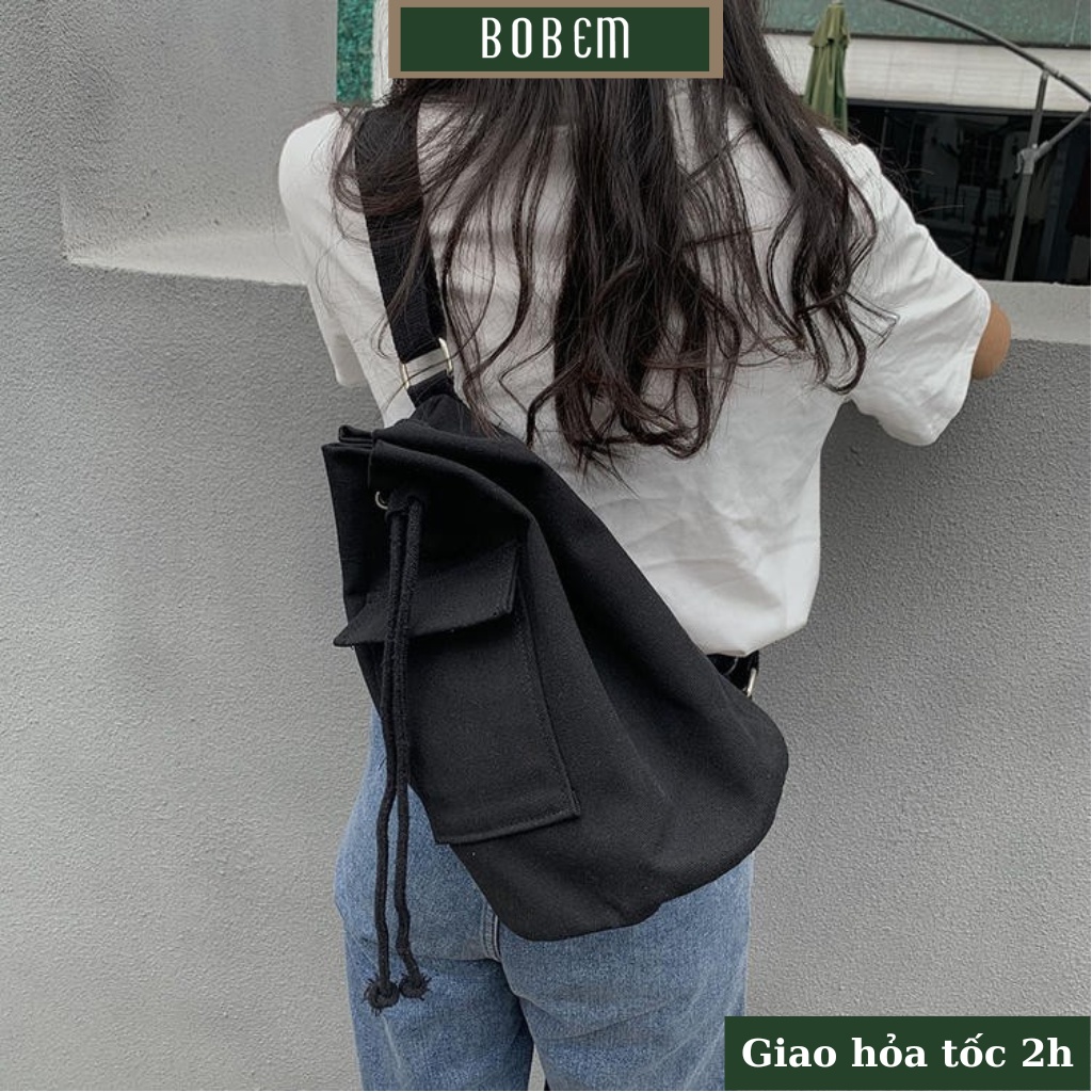 Túi đeo chéo bao tử dây rút - balo 1 dây vải canvas