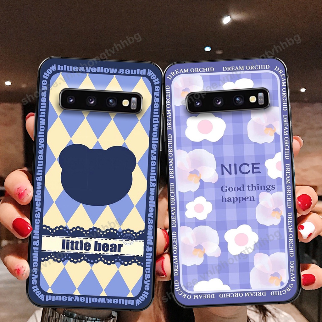 Ốp lưng Samsung S10 / S10 5G / S10 Plus / S10+ / S10e in mẫu gấu bo viền , smile mặt cười cực cute đẹp