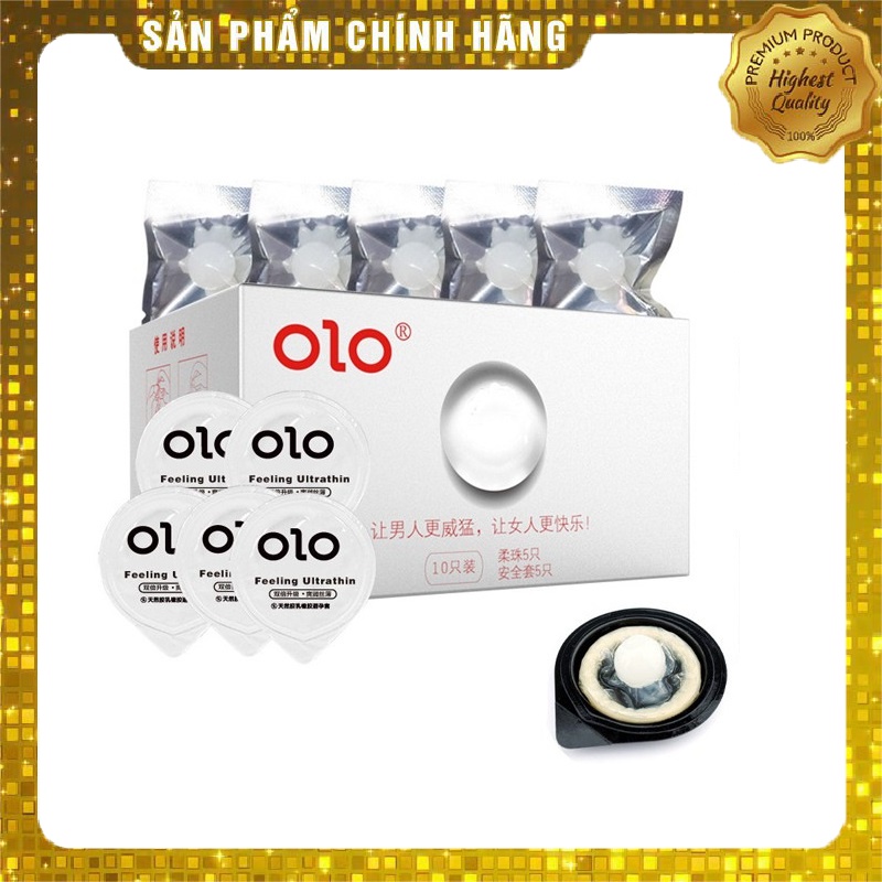 Bao cao su OLO Growth Bi Mềm Nhiều gel bôi trơn massa điểm G - hộp 5 bao, 5 bi