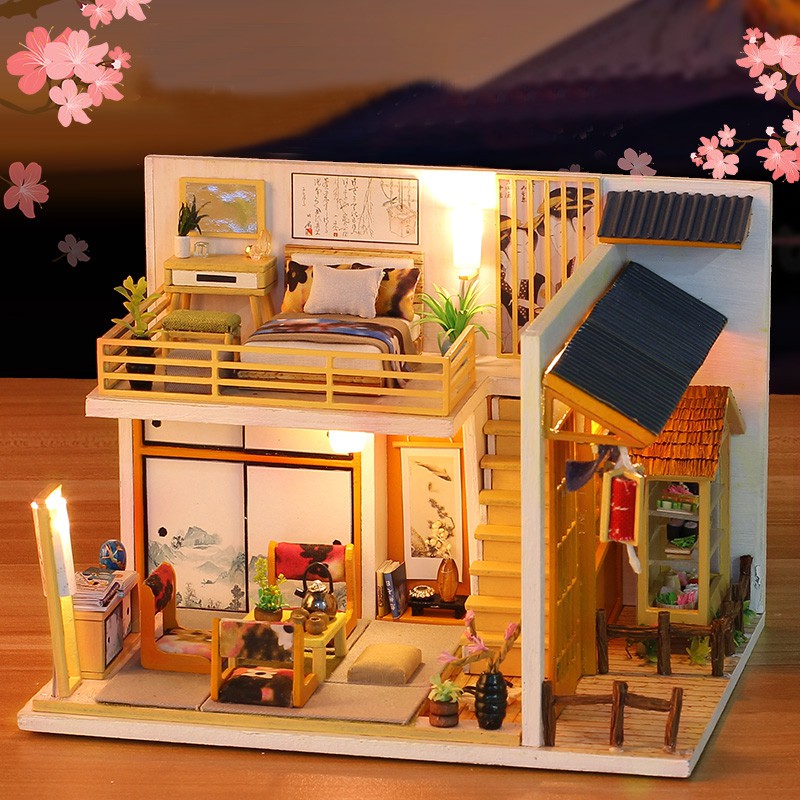 Mô hình nhà DIY Doll House Recording Happiness Kèm Mica chống bụi, Bộ dụng cụ và Keo dán