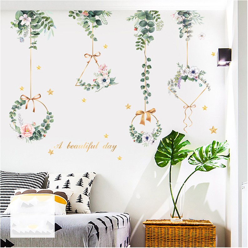 (Sale lấy lượt mua) Decal dán tường chủ đề cây hoa lá