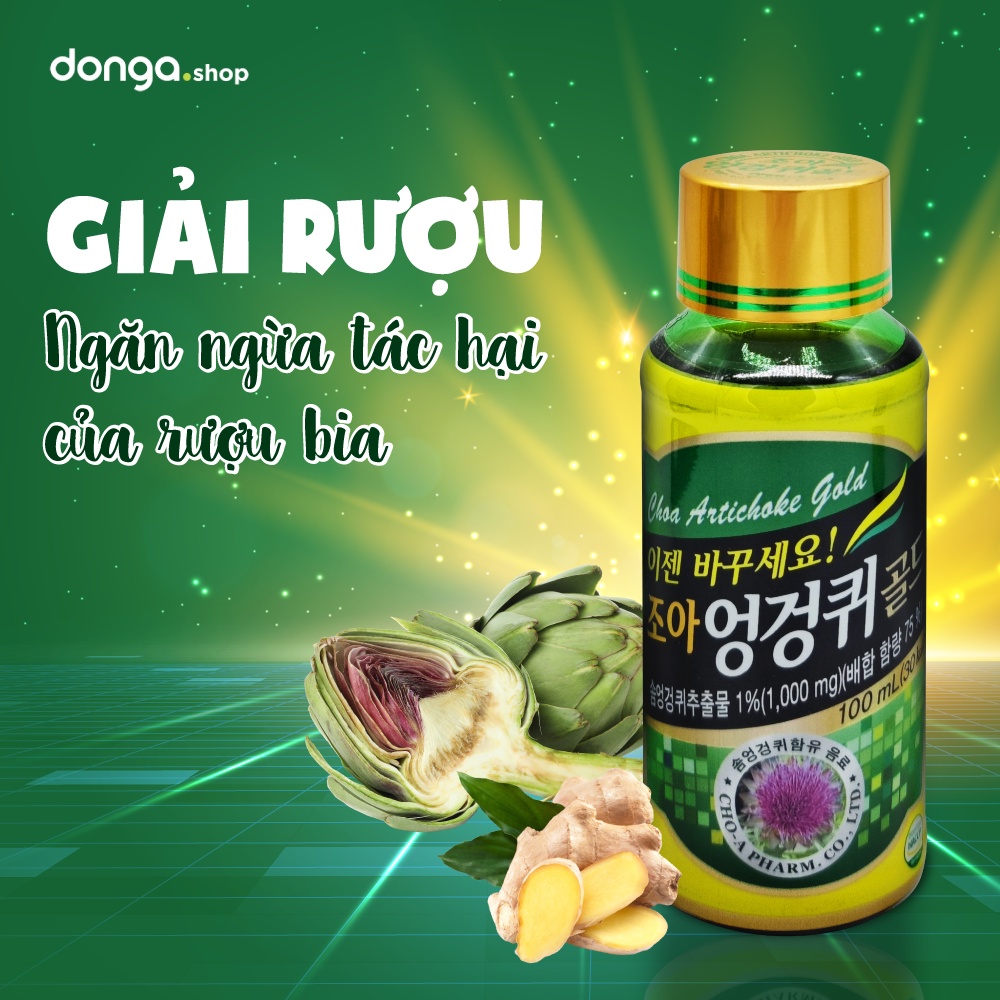 Nước giải rượu CHOA Artichoke Gold Hàn Quốc lọ 100ml  - Giải rượu nhanh chóng, thanh lọc, bảo vệ tế bào gan