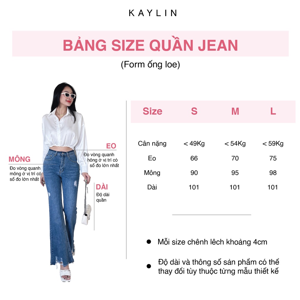 Quần Jean nữ dáng suông ống rộng gấp lai cá tính  KAYLIN - N1666