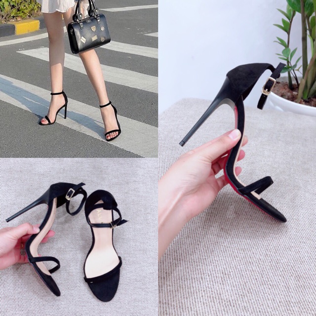 Giay Sandal 2 dây mảnh nude + đen ( ảnh thật ) | BigBuy360 - bigbuy360.vn