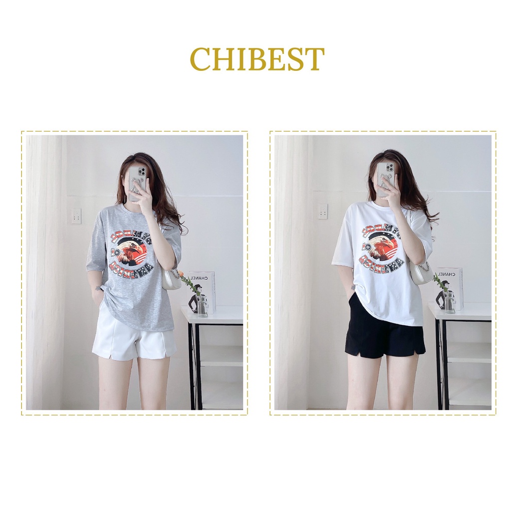 Áo phông nữ áo thun nữ form rộng tay lỡ đẹp in hình đại bàng  CHIBEST LAB210