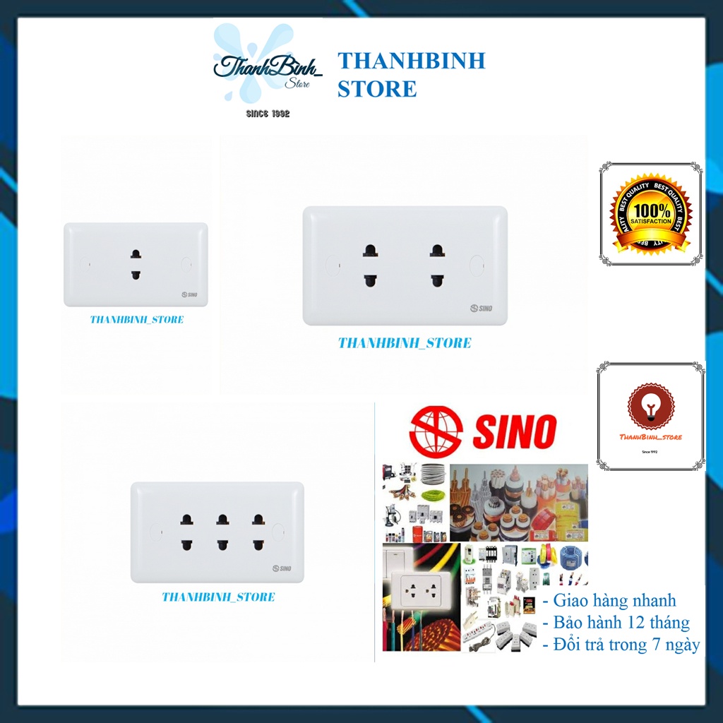 MẶT ĐIỆN 1 Ổ CẮM/ 2 Ổ CẮM/ 3 Ổ CẮM (2 CHẤU 16A)- SINO S19