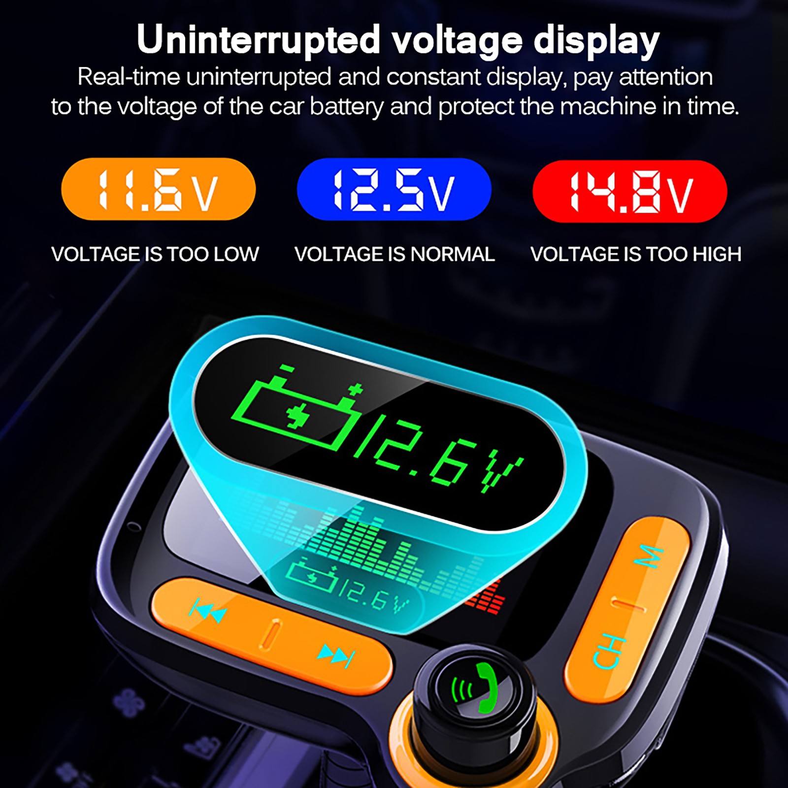 IN STOCK FM Transmitter Bluetooth 5.0 Car Modulator Color Screen MP3 Player Hands-free Car Kit Dual USB Fast Charger