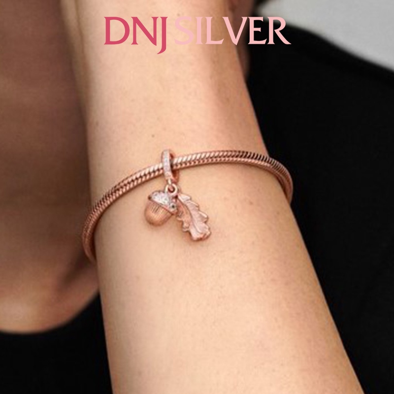 Charm bạc 925 cao cấp, hàng chuẩn bạc - Charm Acorn &amp; Leaf thích hợp để mix vòng tay charm - DN193