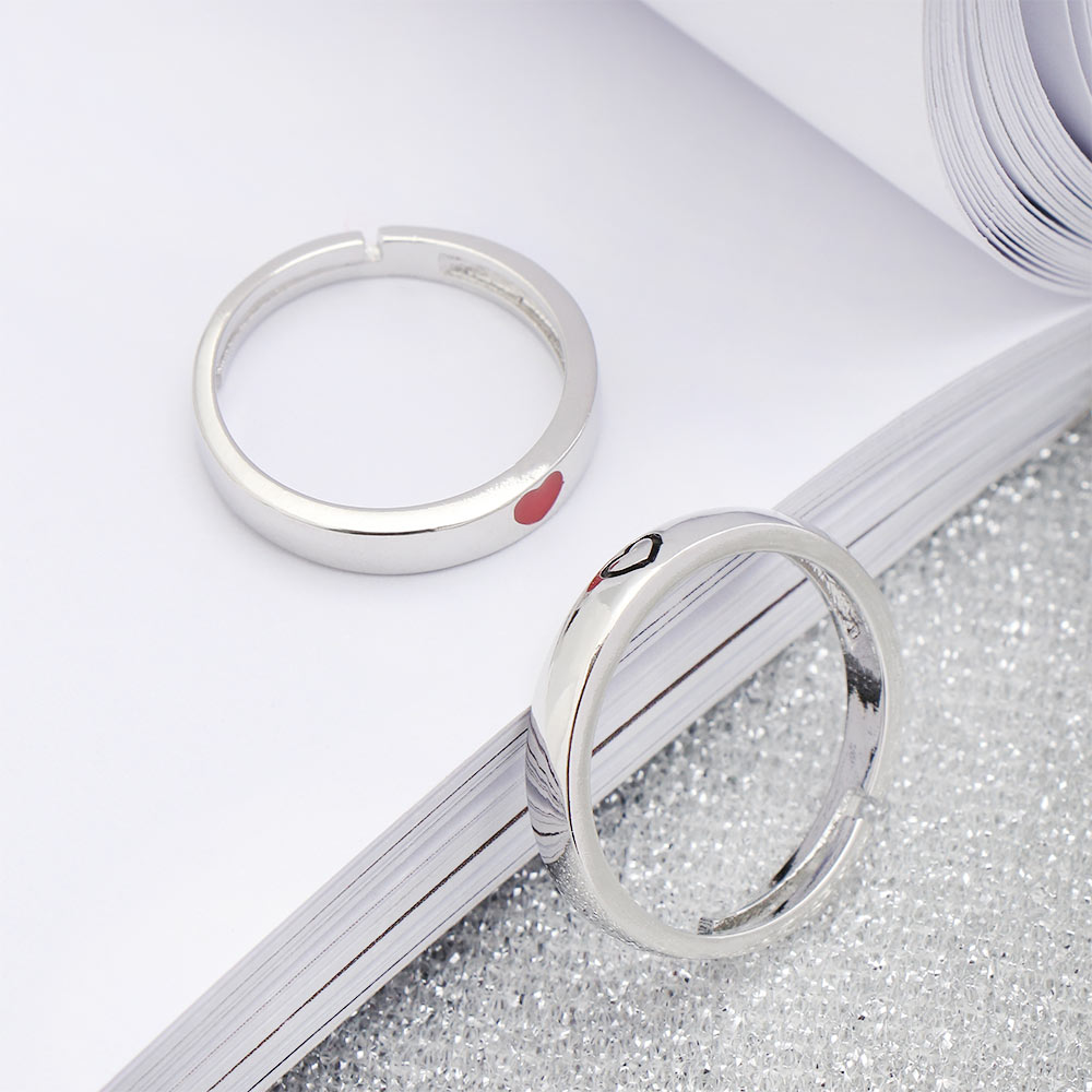 1 Cặp Quà Valentine Dễ Điều Chỉnh Lãng Mạn|Nhẫn Cưới Mạ Bạc Cho Cặp Đôi|Hình Trái Tim