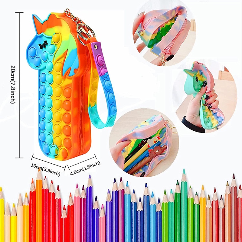 Pop It Pencil Case Silicone Pop It Fidget Toy Pencil Bag for Kid Stationery Organizer School Season Gifts Hộp đựng bút chì Túi đựng bút chì đồ chơi bằng silicon