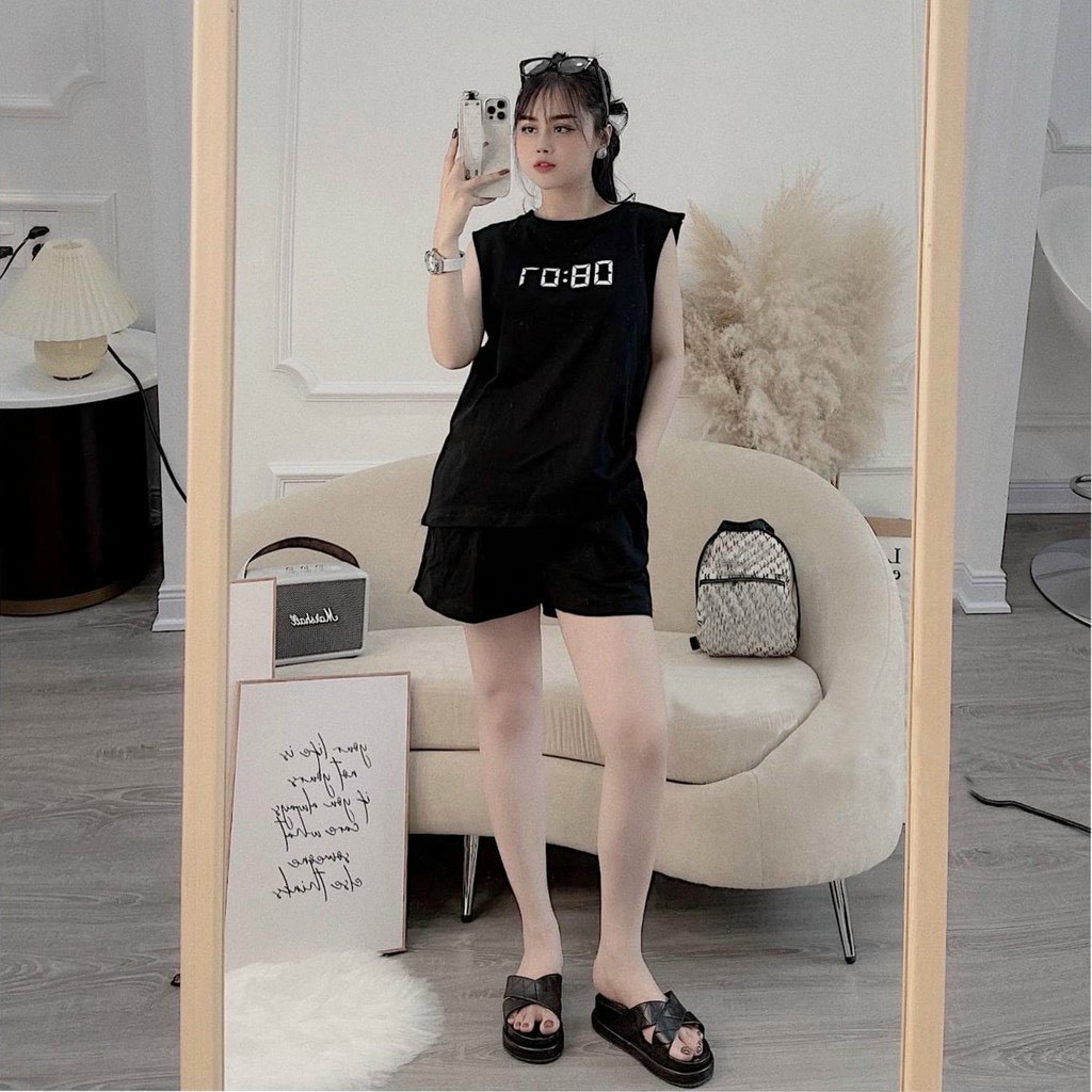 Set Quần Short + Áo Phông Clock Ullzang