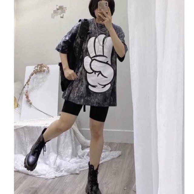 Áo thun tay lỡ dáng rộng in loang màu ghi hottrend Full hình KÈM HÌNH THẬT CẬN CHẤT