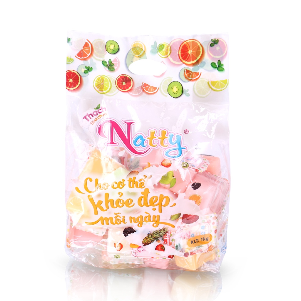 Thạch Sữa Chua Natty Túi Quai Xách Long Hải Trọng Lượng 972 G