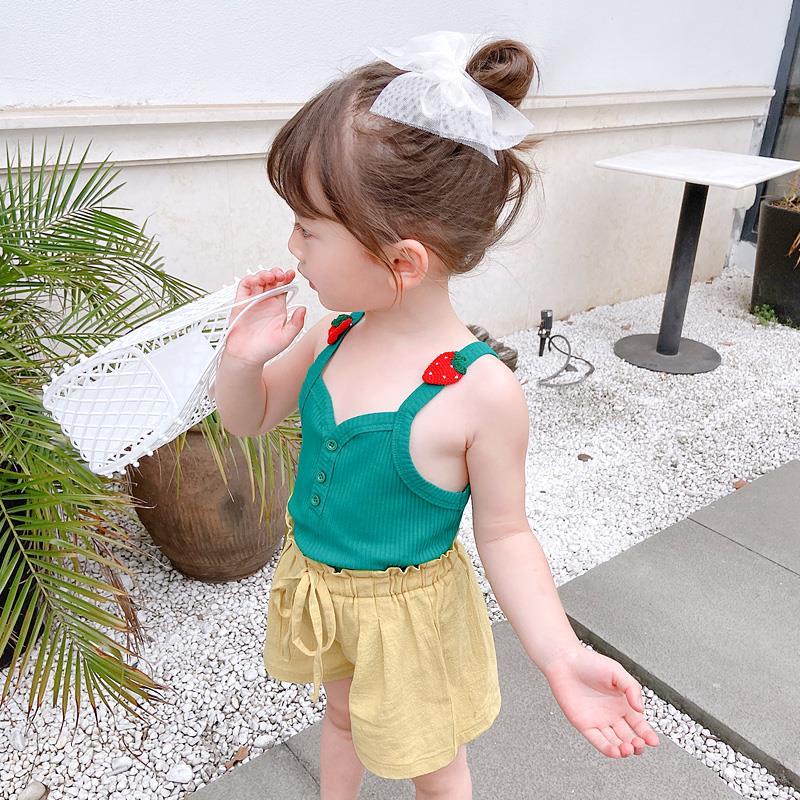 Áo Hai Dây Mỏng Họa Tiết Dâu Tây Thời Trang Mùa Hè Mới Cho Bé Gái