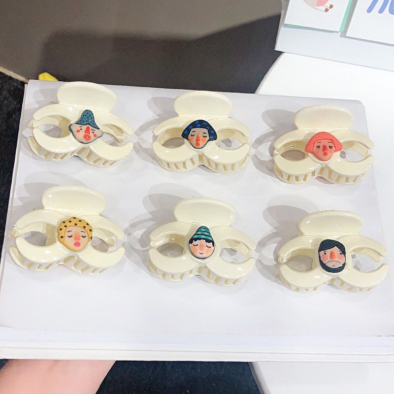 Kẹp tóc màu trắng sữa họa tiết hoạt hình đơn giản xinh xắn ngọt ngào