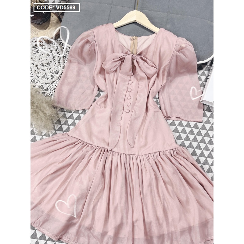 [HCM – hàng cao cấp] Mẫu đầm nữ đẹp Baby doll nơ cổ nút ngực. Freeship toàn quốc. | BigBuy360 - bigbuy360.vn