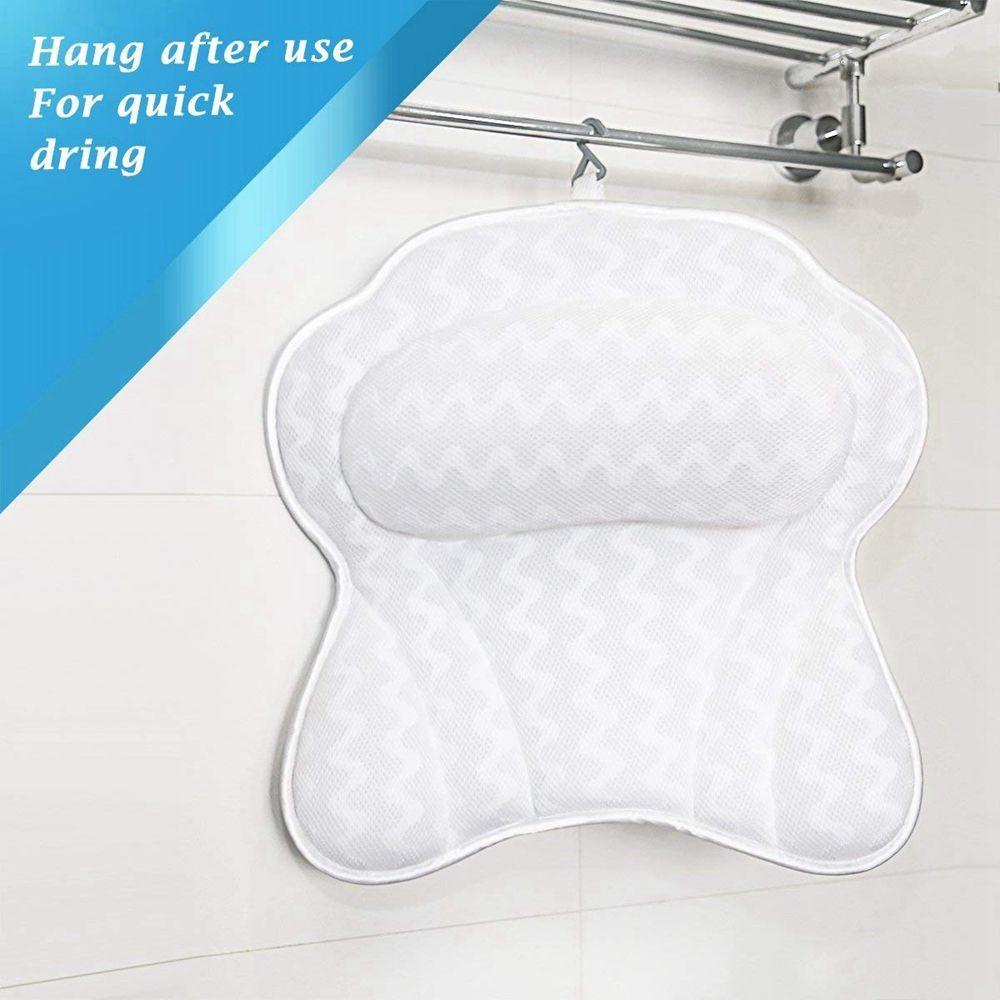 Gối Tựa Đầu Dạng Lưới 3D Thoáng Khí Không Trơn Có Giác Hút Và Giá Đỡ Cho Bồn Tắm