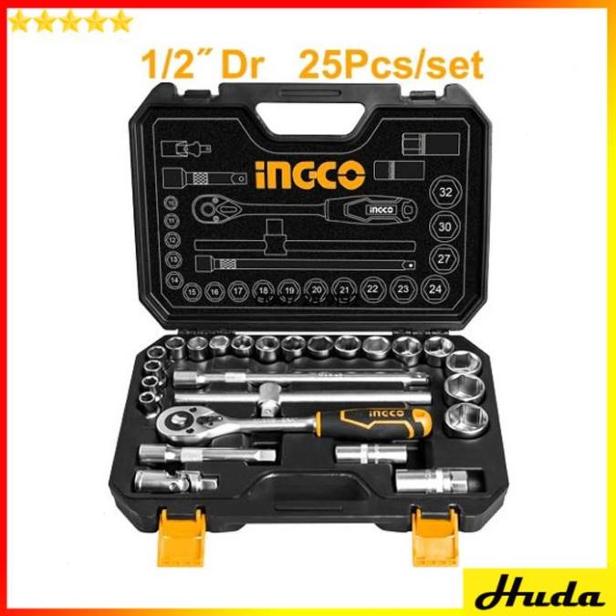 Bộ 24 - 25 cái đầu tuýp (1/2 inch) &amp; cần 2 chiều Total - Ingco 1234