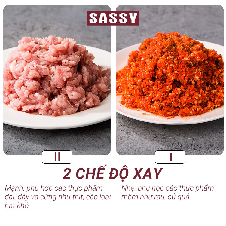 Máy xay thịt đa năng Sassy HR-618 cho gia đình xay thực phẩm tỏi ớt