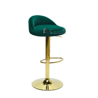 Ghế quầy bar đảo bếp nệm vải nhung chân mâm mạ màu gold tăng giảm CB2258B-F