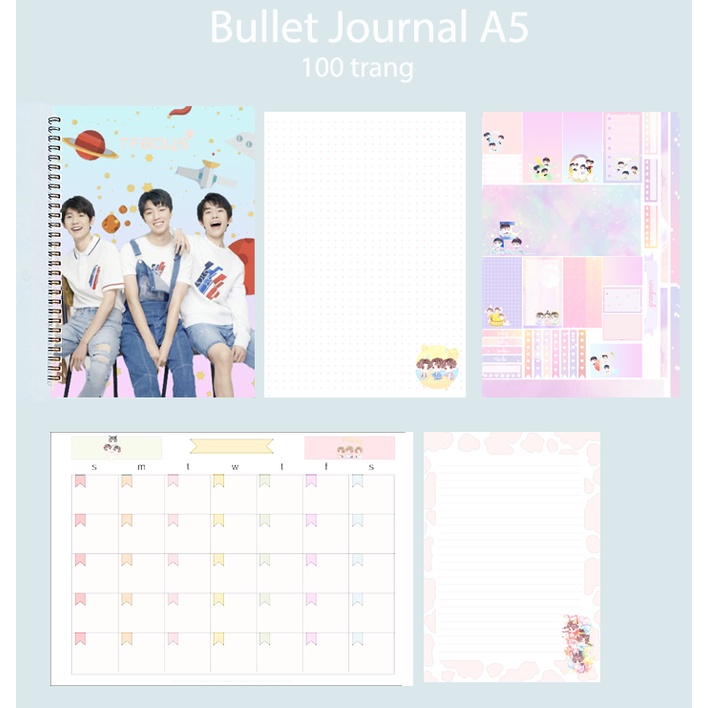 Sổ bullet journal tfboys SBJ43 A5 100 trang 160gsm chấm kẻ ngang