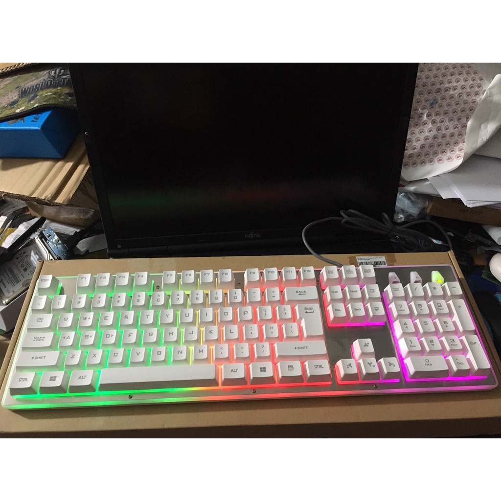 Bàn phím văn phòng Gaming Warship mặt nhôm Hp K300 Marvo led RGB cực đẹp