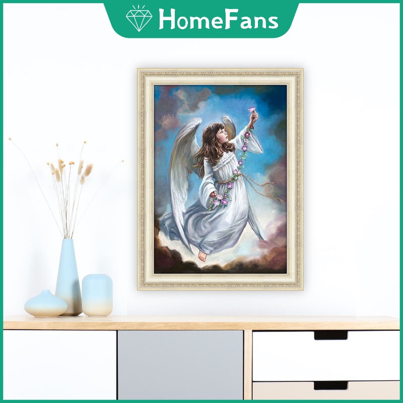 Bộ Tranh Đính Đá 5D Tự Làm Họa Tiết Thiên Thần Nhỏ 30x40cm/40x50cm Trang Trí Nhà Cửa