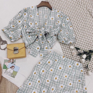 SET ÁO  HOA CÚC + QUẦN VÁY