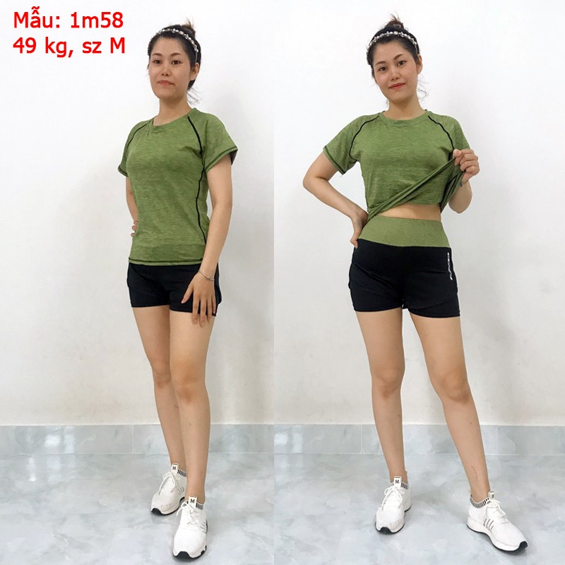 Bộ đồ tập Gym nữ [KENZI22] Set quần đùi và áo thun thể thao