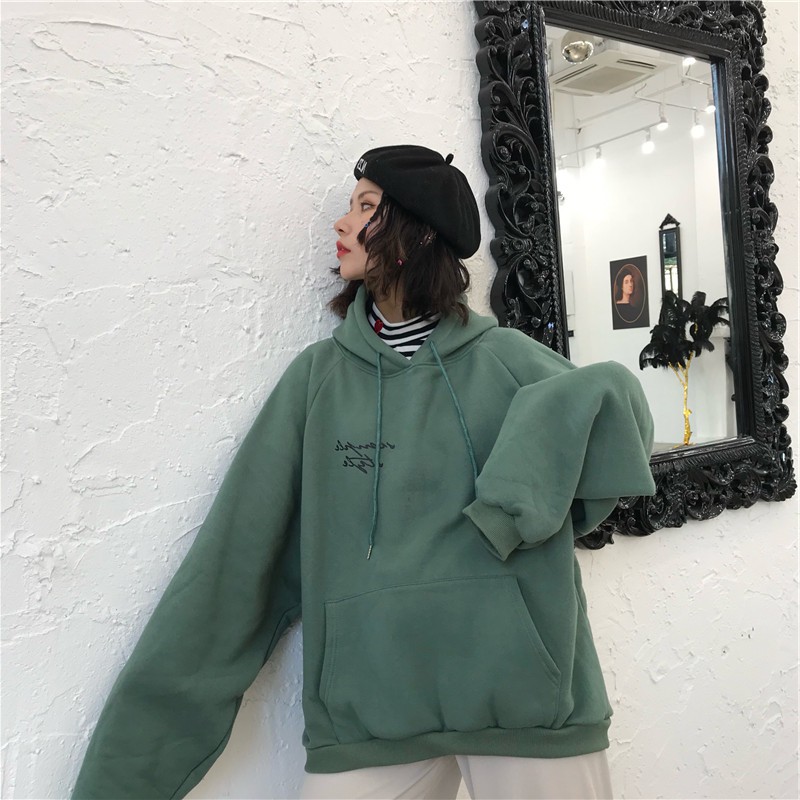 Áo hoodie nữ form rộng dài vải nỉ chất đẹp giá rẻ không xù lông hàng quảng châu BST ao thu đông unisex Ulzzang
